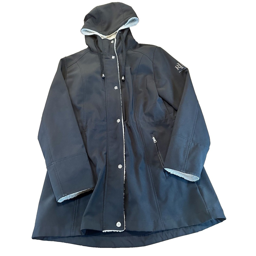 Lauren‎ Ralph Lauren Soft Shell Hooded Jacket Coat Black Womens Size S